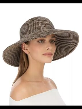 Eric Javits Wide-Brim Straw Sun Hat in Taupe